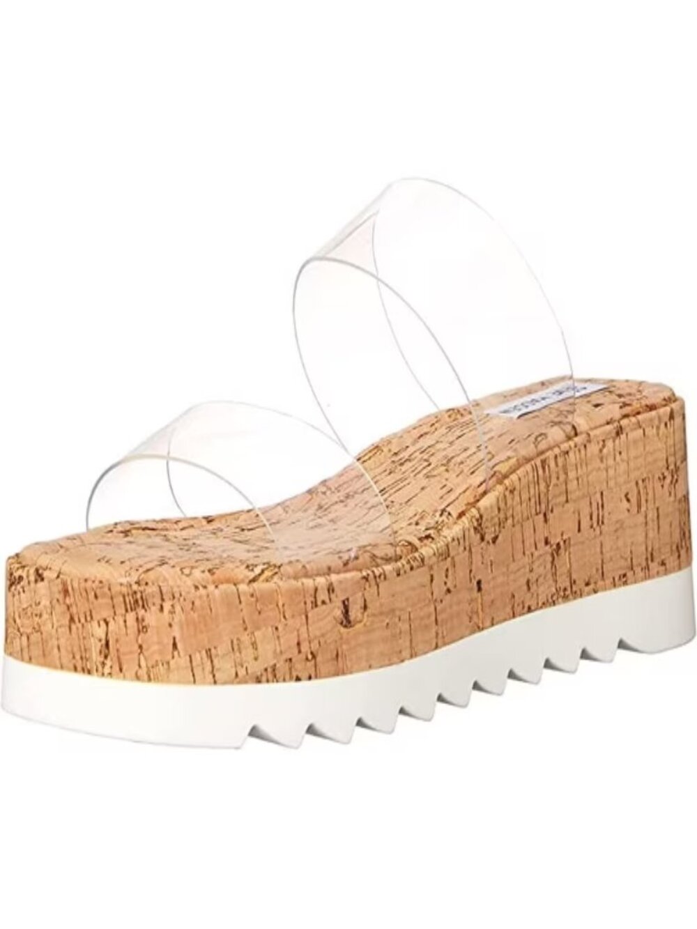 Steve Madden Clear PVC Cork Platform Slide Sandals 7.5